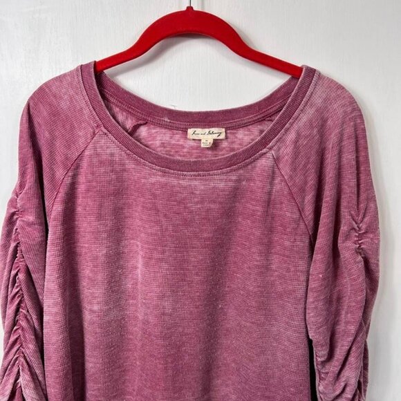 Jane and Delaney Rose Pink Ruched Sleeve Thermal Ombré Tie Dye Top Medium - Picture 3 of 10